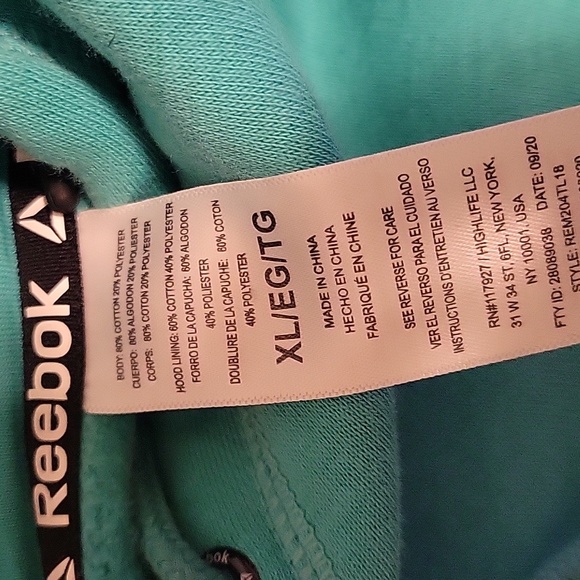 Green Reebok hoodie - Picture 2 of 2